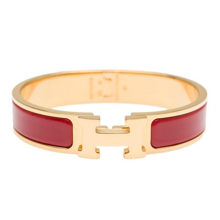 Hermes Clic-Clac H Amaranth Red Narrow Enamel Bracelet PM – Madison Avenue Couture