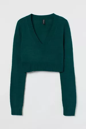 Knit Sweater - Dark green - Ladies | H&M CA