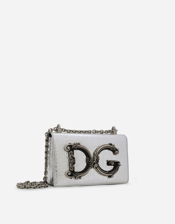 $2645.00 Dolce & Gabbana Foil Crocodile-Print Calfskin Bag