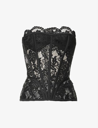ROZIE CORSETS - Floral semi-sheer stretch-lace corset top | Selfridges.com