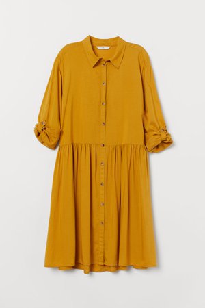 Airy Shirt Dress - Mustard yellow - Ladies | H&M US