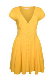 Glamorous Yellow Summer Tea Dress