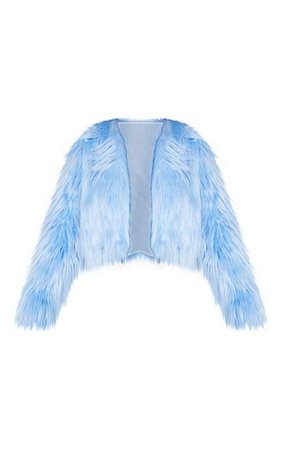Blue Cropped Shaggy Faux Fur | PrettyLittleThing