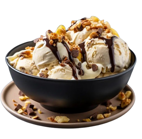 Edited by 8es.xyz: ben and Jerrys chunky monkey ice cream banana chocolate walnuts food desert bowl
