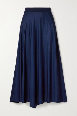 Blue Cayenne asymmetric satin midi skirt | By Malene Birger | NET-A-PORTER