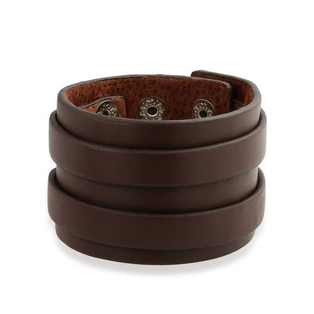 Shop Genuine Brown Leather Wide Two Strap Cuff Bracelet For Men For Women Bikers Punk Rocker Adjustable Snaps - Free Shipping On Orders Over $45 - Overstock - 17988577