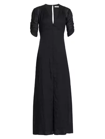 Shop Frame Shirred-Sleeve Maxi Dress | Saks Fifth Avenue