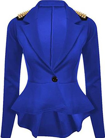 Amazon.com: FashionMark Womens Spikes Studded Crop Peplum Frill Button Blazer Jacket CoatFashionMark Womens Spikes Studded Crop Peplum Frill Button Blazer Jacket Coat Black: Clothing