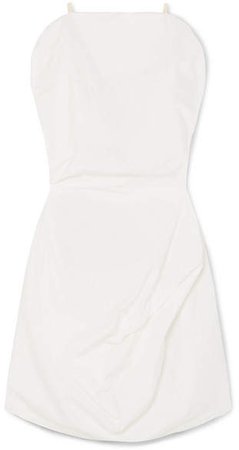 Draped Cotton-poplin Mini Dress - White