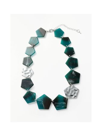 John Lewis & Partners Hexagon Necklace, Turquoise/Silver at John Lewis & Partners