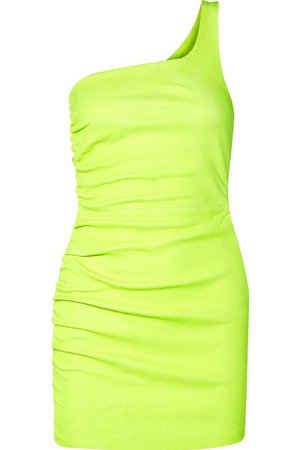 SPRWMN | One-shoulder ruched neon leather mini dress | NET-A-PORTER.COM