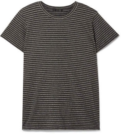 Schoolboy Metallic Striped Stretch-jersey T-shirt - Light gray
