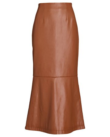 STAUD Laurel Vegan Leather Midi Skirt | INTERMIX®