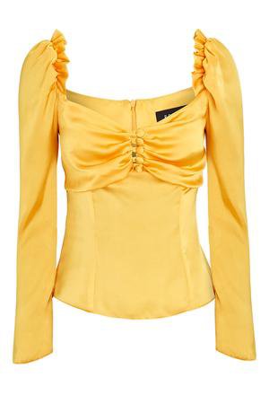 PILAR - Blusa de satén amarillo para fiesta o invitada – Redondo Brand
