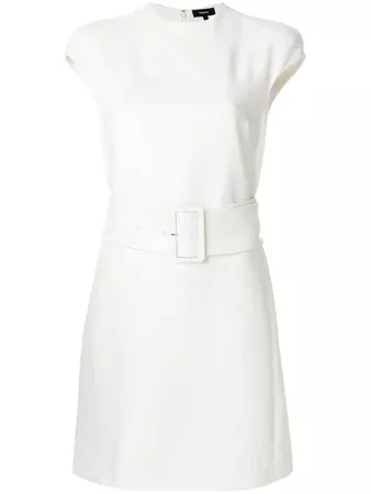 THEORY MOD BELTED SPRING BOUCLE DRESS, IVORY | ModeSens