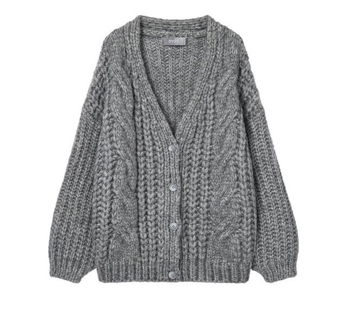 Sy2c Cable Knit Half Long Cardigan