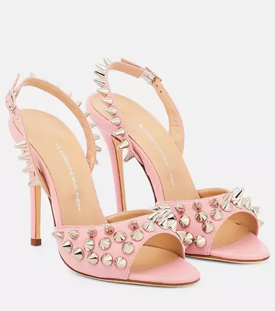 Embellished Leather Sandals in Pink - Alessandra Rich | Mytheresa