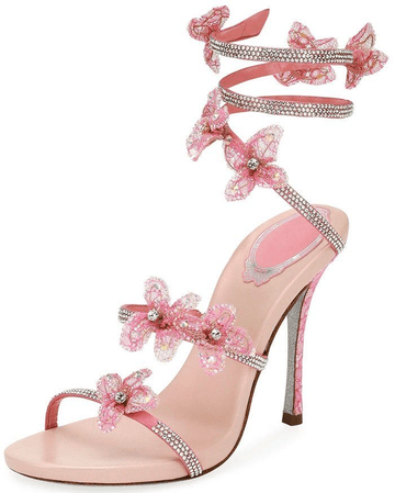 pink floral heel shoe