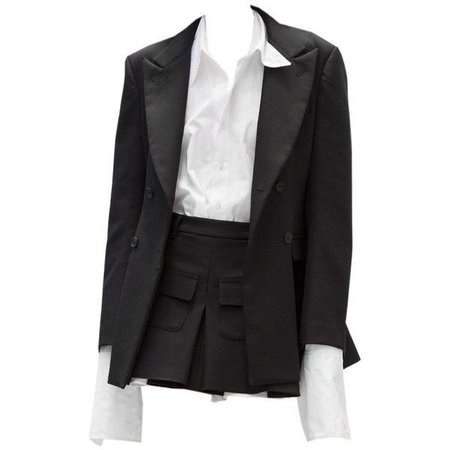 black and white set with skirt, blouse and blazer