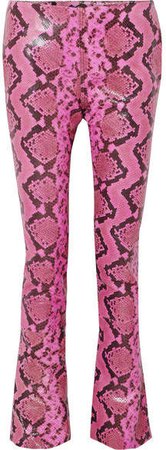 Marques' Almeida - Snake-effect Leather Bootcut Pants - Pink