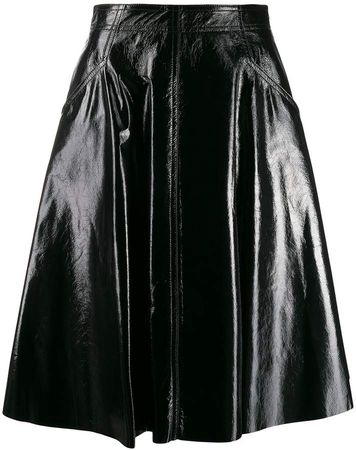 A-line leather skirt