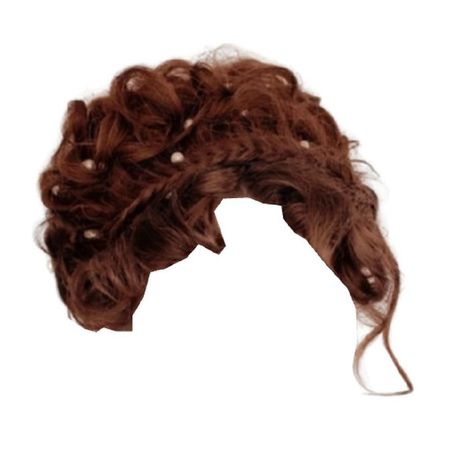 curly curled red brown hair vintage updo bun pearls