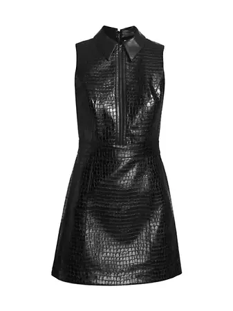 Shop Alice + Olivia Ellis Vegan Leather Sleeveless Minidress | Saks Fifth Avenue