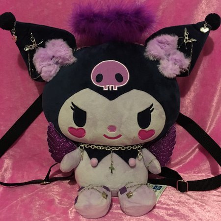 BIG purple angel kuromi plush backpack with glittery... - Depop