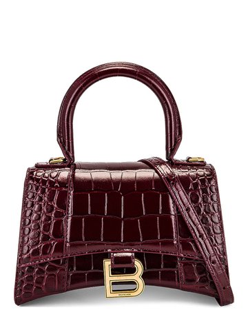 Balenciaga XS Hourglass Top Handle Bag in Dark Red | FWRD