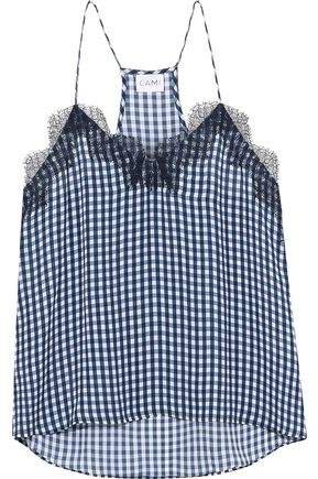 The Racer Lace-trimmed Gingham Silk Crepe De Chine Camisole