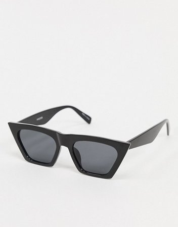 Pieces pointy cat eye sunglasses in black | ASOS