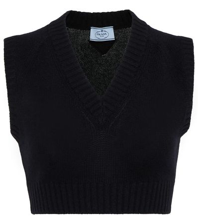 Prada - Cropped cashmere sweater vest | Mytheresa