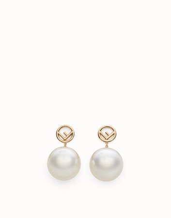 Gold-color earrings - RIBBONS & PEARLS EARRINGS | Fendi