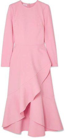 Asymmetric Wool-blend Midi Dress - Pink