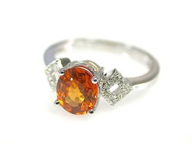 Vintage Style Orange Garnet and Diamond Ring