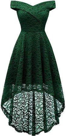 Amazon.com: Homrain Women's Vintage Floral Lace Off Shoulder Hi-Lo Wedding Cocktail Formal Swing Dress Dark Red 2XL: Clothing