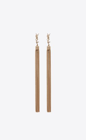 Saint Laurent ‎LOULOU Earrings With Chain Tassels In Light Gold Colored Brass ‎ | YSL.com