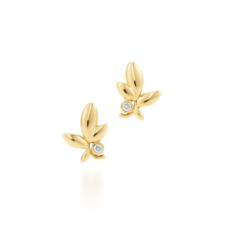 Paloma Picasso Olive Leaf earrings in 18k gold with diamonds
