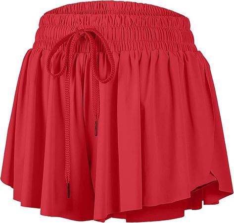 Flowy Shorts for Women Gym Yoga Athletic Workout Running Sweat Spandex Butterfly Skirt Womens Cute Skorts Comfy Lounge Preppy Trendy Clothes Summer Stuff (S, Hot Pink) at Amazon Women’s Clothing store