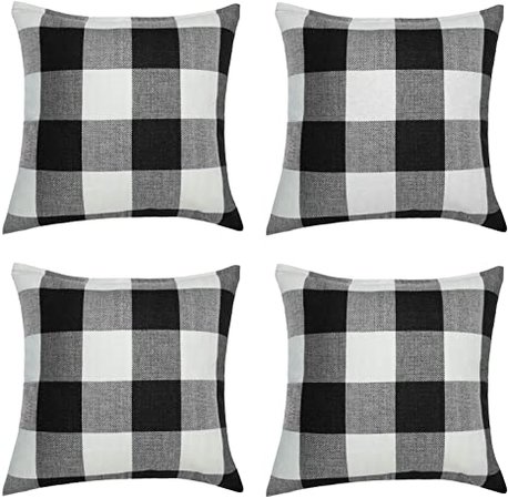 Amazon.com: Aneco 4 Pack 18 × 18 Inch Pillow Cover Buffalo Plaid Black White Check Plaid Cushion Classic Tartan Linen Pillow Cover Sofa Bedroom Car: Home & Kitchen