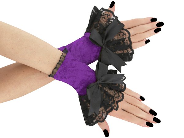 Purple and Black Lace Arm Warmers