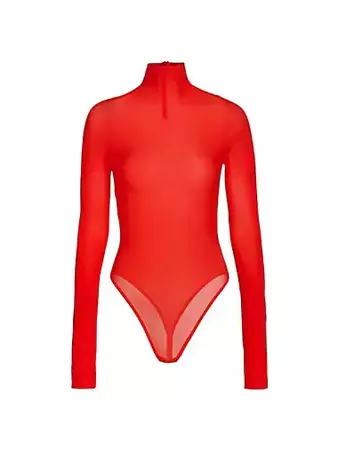 Shop Alaïa Lace Turtleneck Bodysuit | Saks Fifth Avenue