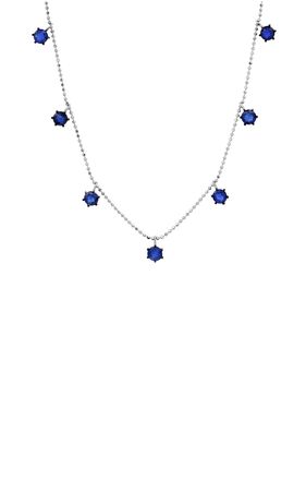 18k White Gold And Blue Sapphire Floating Necklace By Graziela | Moda Operandi