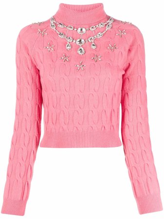 Paco Rabanne Embellished cable-knit Cropped Jumper - Farfetch