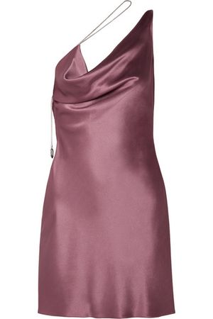 Cushnie | One-shoulder draped silk-charmeuse mini dress | NET-A-PORTER.COM