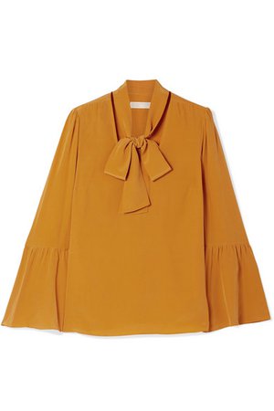 MICHAEL Michael Kors | Pussy-bow silk crepe de chine blouse | NET-A-PORTER.COM