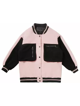 pink savior | pink & black colorblock design jacket