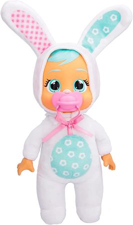 Amazon.com: Cry Babies Tiny Cuddles Bunnies Honey - 9 inch Baby Doll, Cries Real Tears, White Bunny Themed Pajamas : Toys & Games