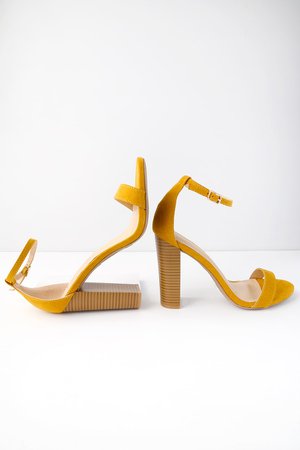 Sexy Yellow Heels - Ankle Strap Heels - Single Sole Heels