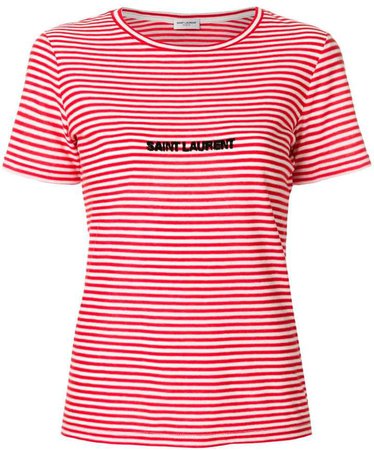logo embroidered striped T-shirt